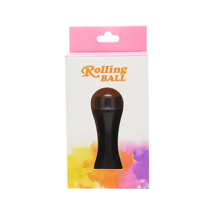 Volcanic stone facial roller for oily skin control in black, green, pink, or white.