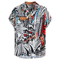Hawaiian casual shirt streetwear cardigan with loose fit lapel collar available in Blue Red Yellow sizes M to 3XL