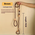 Brown nylon dog leash with P-chain clip measuring 2.1 metres long
