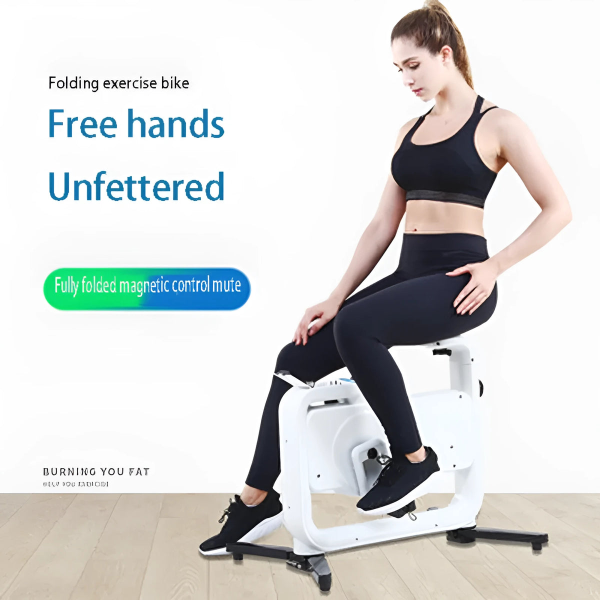 Black upright magnetic control exercise bike with table for small household fitness and home cycling workouts