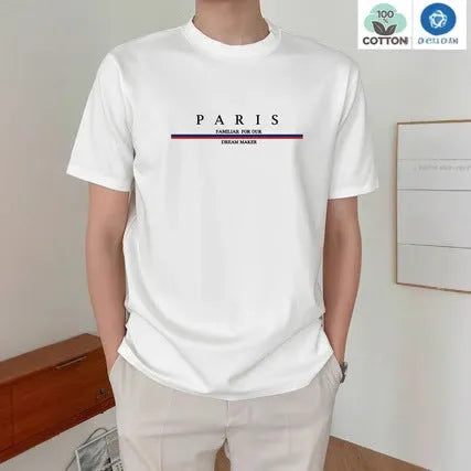 Men's loose fit short-sleeved t-shirt with a printed design on pure cotton fabric.