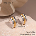 Stainless steel geometric earrings with 18K electroplating, gold and silver colour matching, one pair