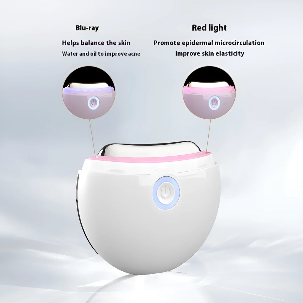 French pattern handheld beauty device for electric scraping, IPL light therapy, and microcurrent facial treatment.