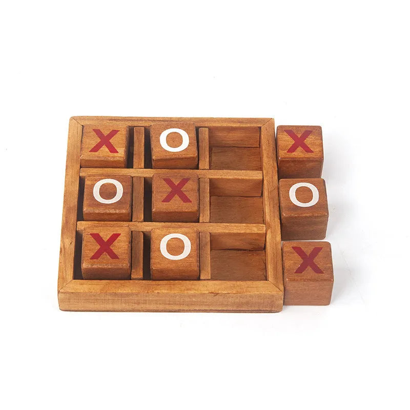 Children's wooden XO Chess board game on table for intellectual development ages 0-6