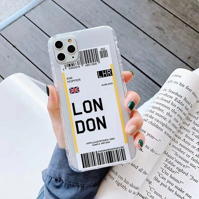 Ticket brand iPhone case with graffiti design on back, shown in light green colour.