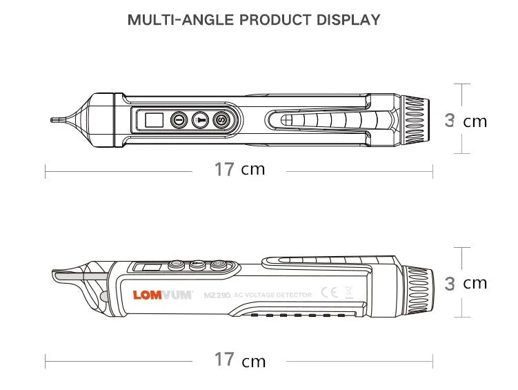 Black intelligent voltage detection pen with sensor tip for live and neutral wire testing.