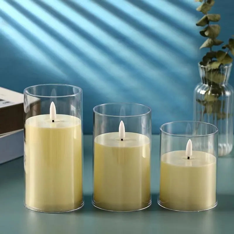 LED simulation candle lamp in cup shape, ivory white, 5.5cm height, 3-pack