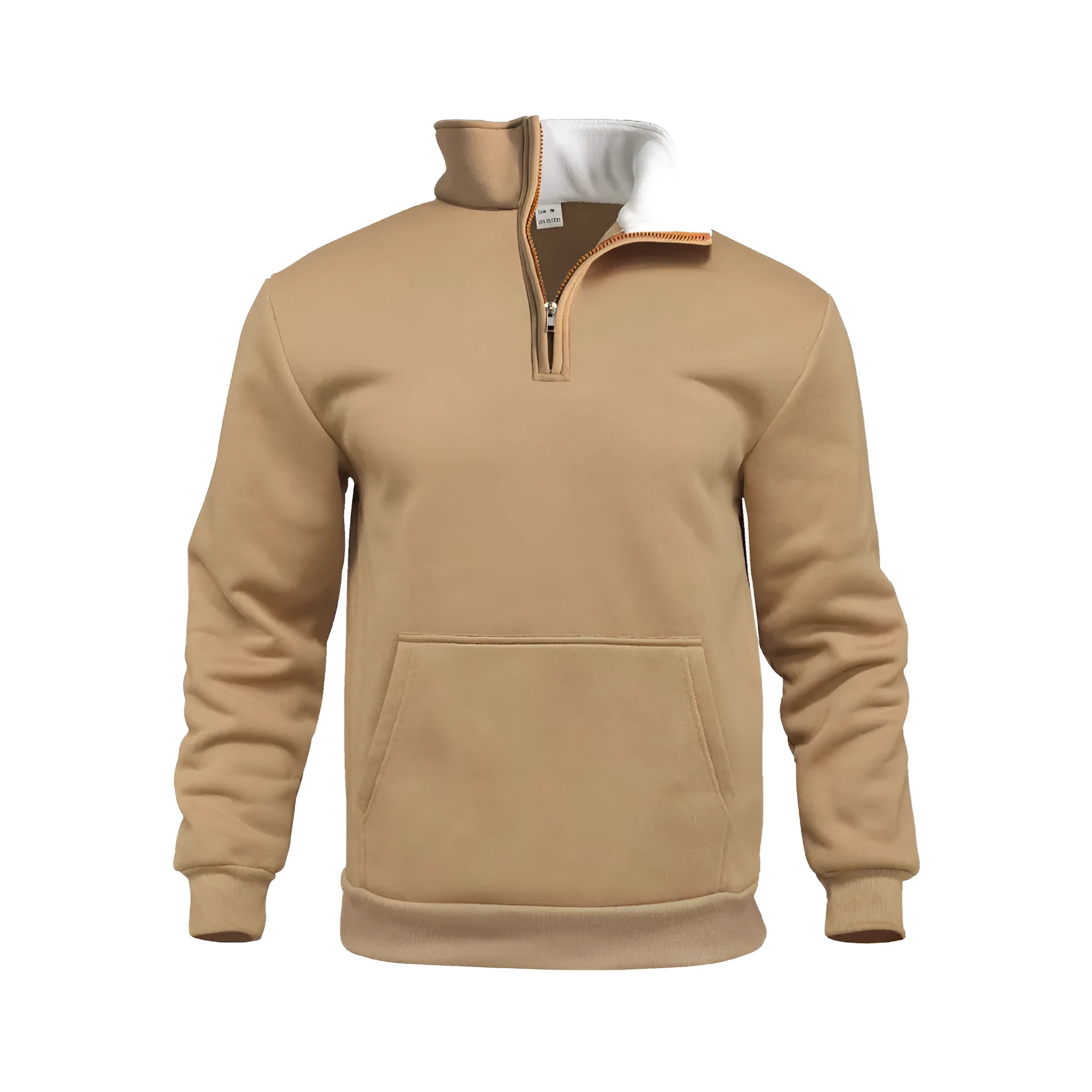 Casual outdoor high neck half-zip long sleeve sweatshirt with 3D patch pocket in black, loose fit, for teens