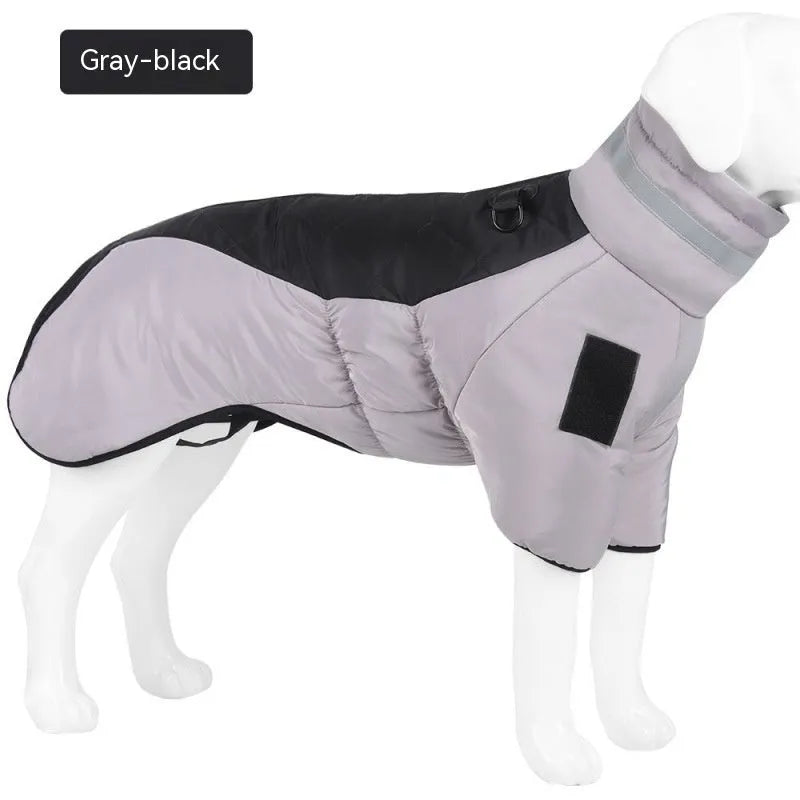 Winter dog coat waterproof with thicken padding for medium large dogs gray black colour
