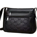 Butterfly Black women's PU shoulder messenger bag with crossbody strap and embossed details.