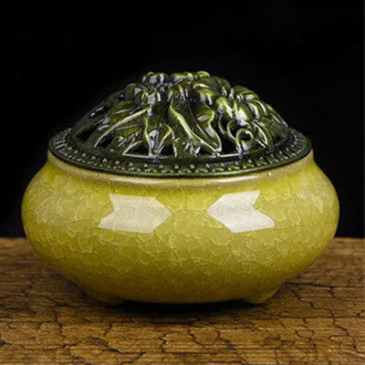 Ceramic retro package incense burner in multiple colours for home decor and meditation