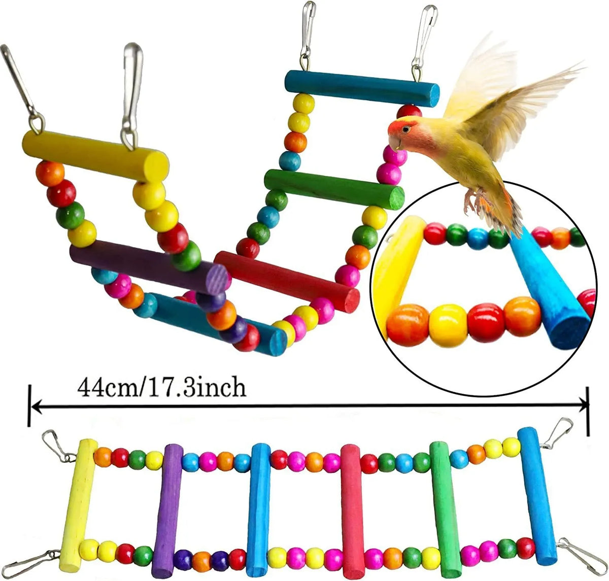 Seven-piece wooden parrot toy set for bird cage accessories, wooden play pieces for parrots and birds