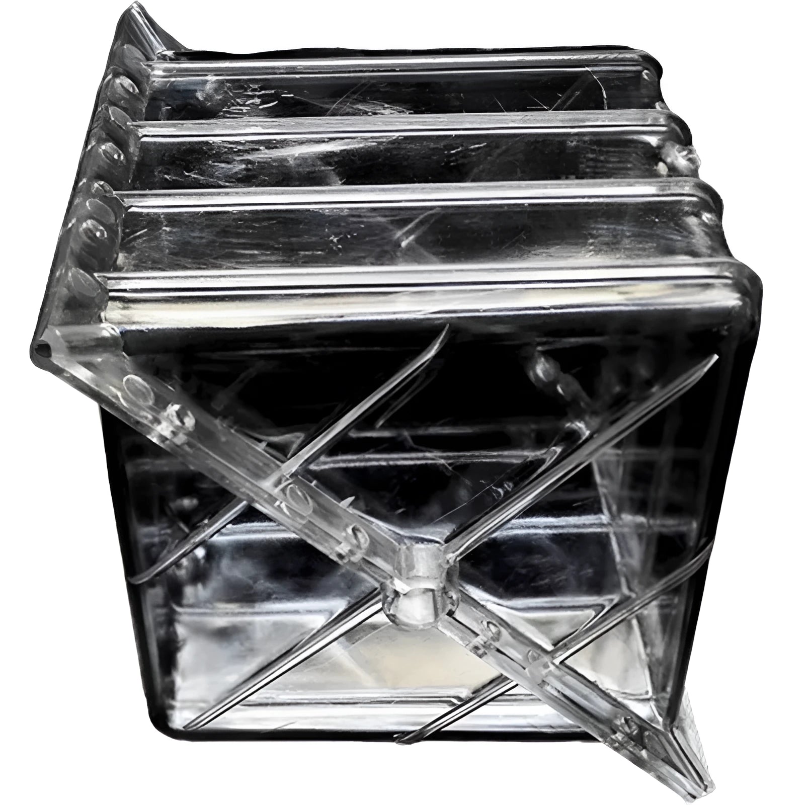 Square plastic growth mould for shaping watermelons into 13cm cubes