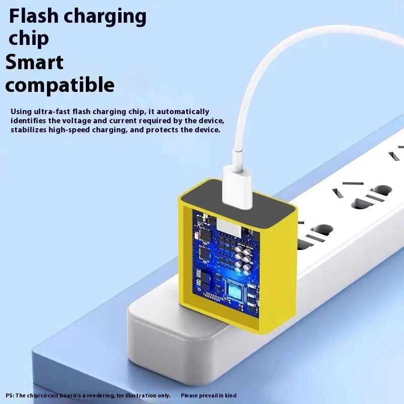 Game Enhanced Charger 67W in yellow with Type-C elbow USB cable for US electrical outlets