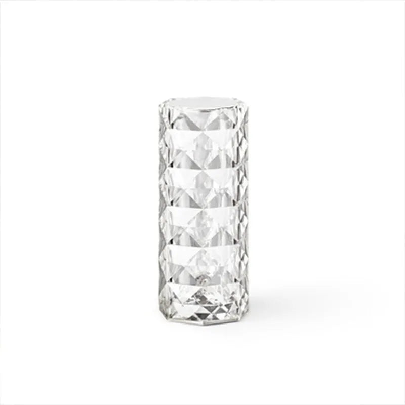 Romantic LED rose diamond table lamp with crystal-like PAMA acrylic construction on a table