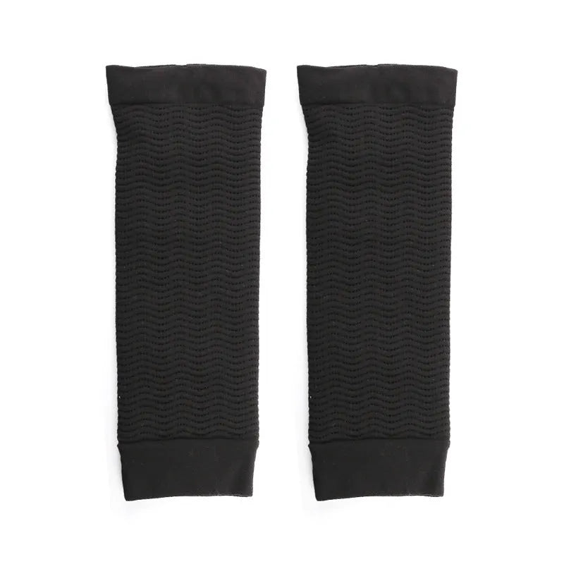 Women's black shaping arm sleeve made of nylon, free size for average arms.