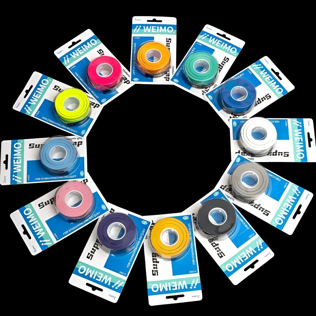 Pack of 3 non-slip anti-sweat badminton racket hand glue in PU glossy material, multiple colour options