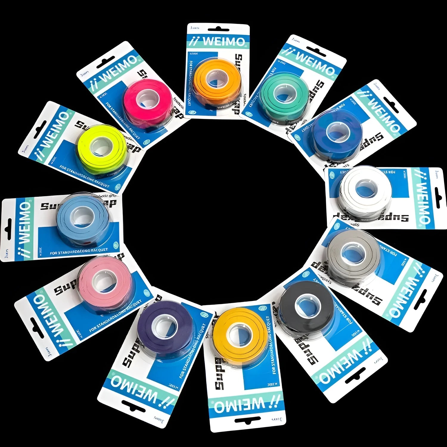 Pack of 3 non-slip anti-sweat badminton racket hand glue in PU glossy material, multiple colour options