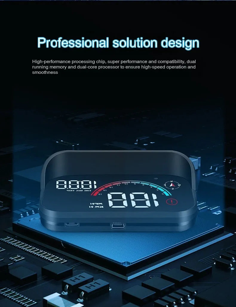 Black head-up display car projector with USB cable for GPS and speed projection