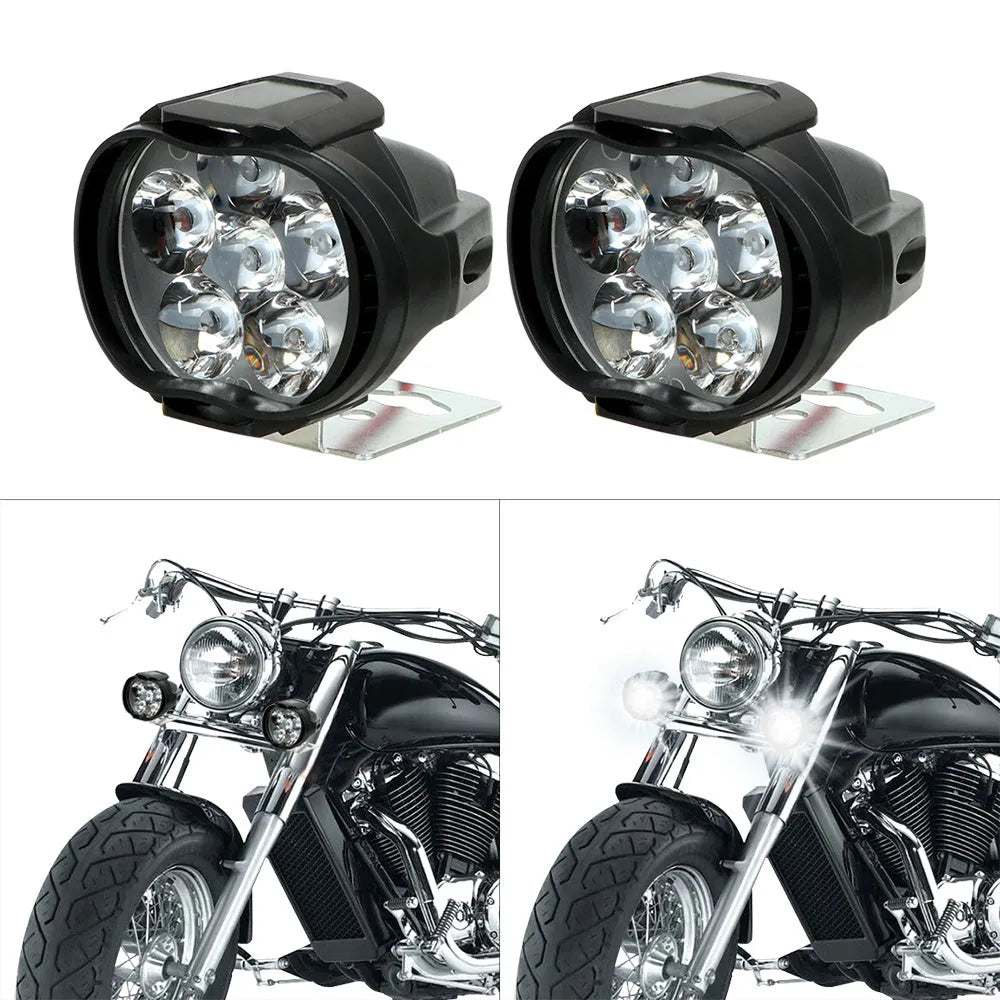 Black plastic 12V LED spotlight for electric vehicles with six lamp beads and white light output