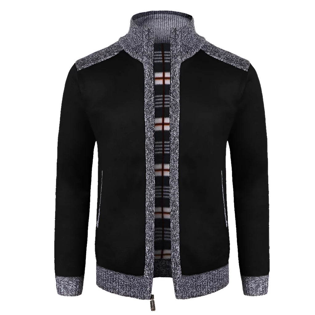 Mens loose fit plus size winter cardigan in cotton blend, available in five colours, sizes S to 2XL.