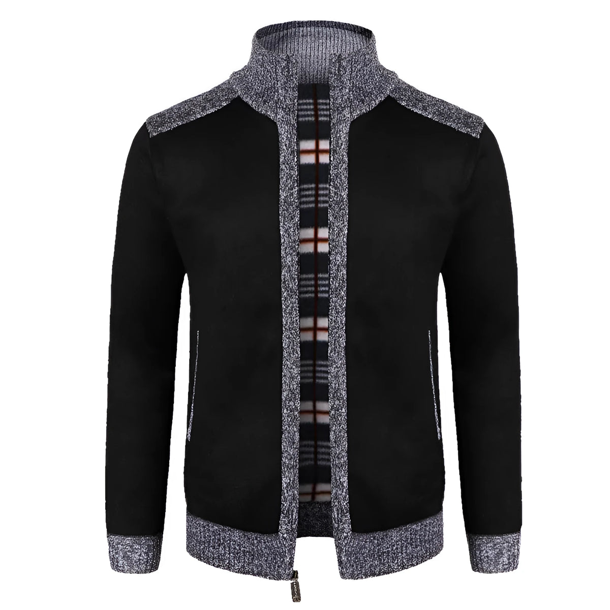 Mens loose fit plus size winter cardigan in cotton blend, available in five colours, sizes S to 2XL.