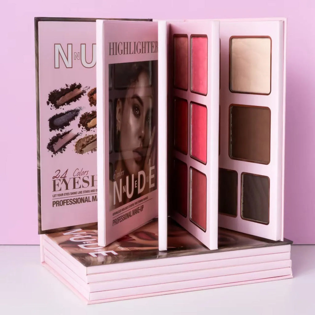 Multifunctional eye shadow plate with matte shimmer blush highlight integrated makeup set in colour U137A