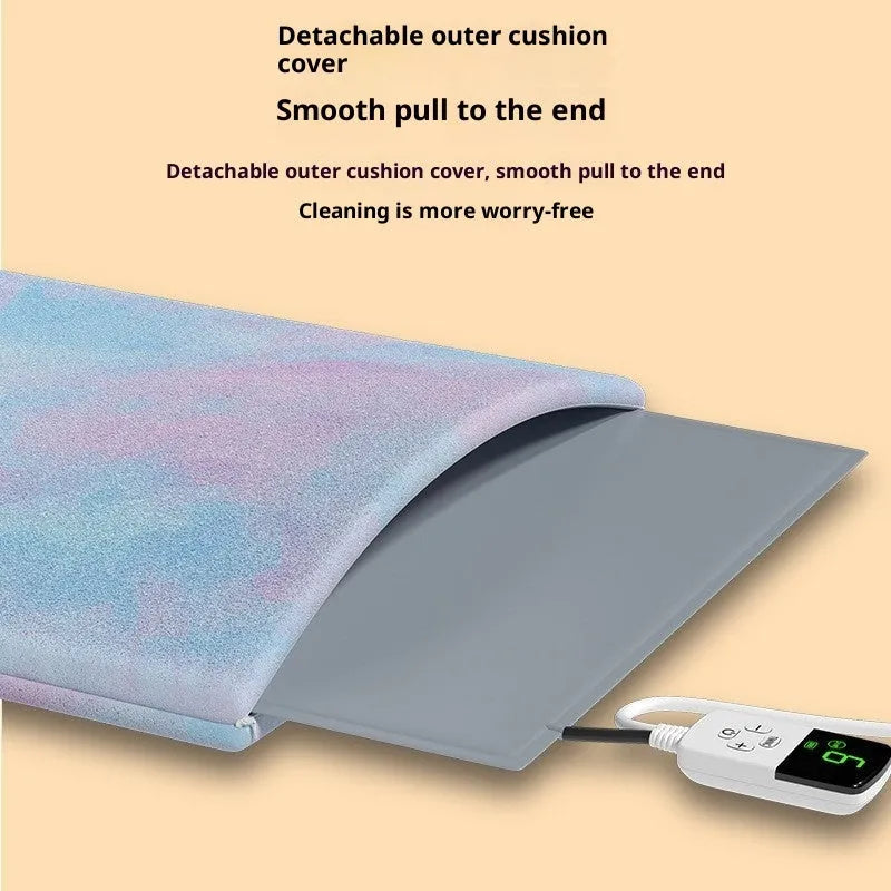 Square pet electric heating pad with tie-dyed rabbit hair cloth cover, waterproof and bite-resistant, for cats and dogs
