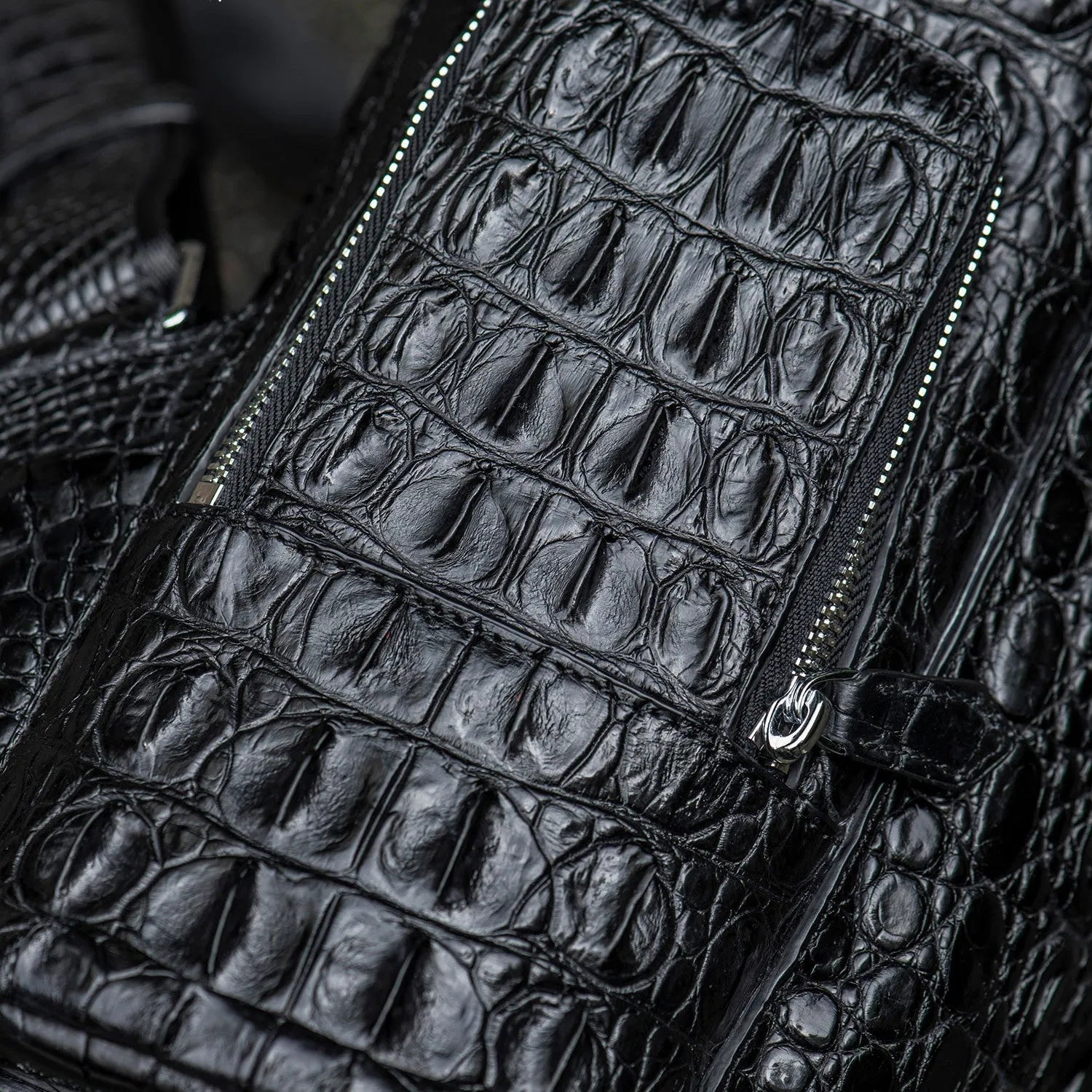 Kurayoshi handmade crocodile leather backpack vertical square shape large capacity 14 inch laptop bag