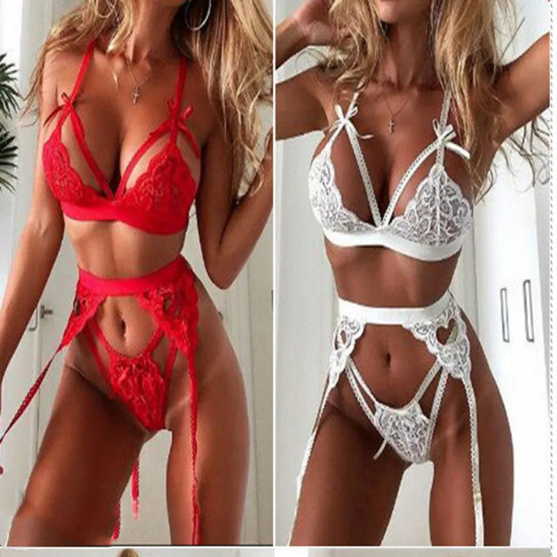 Red or white lace lingerie costume with cute girl cosplay styling available in S, M, L, XL sizes