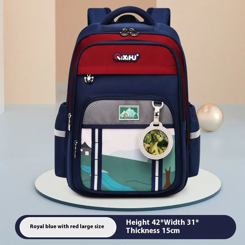 Lightweight large capacity primary school student schoolbag in light purple with beige