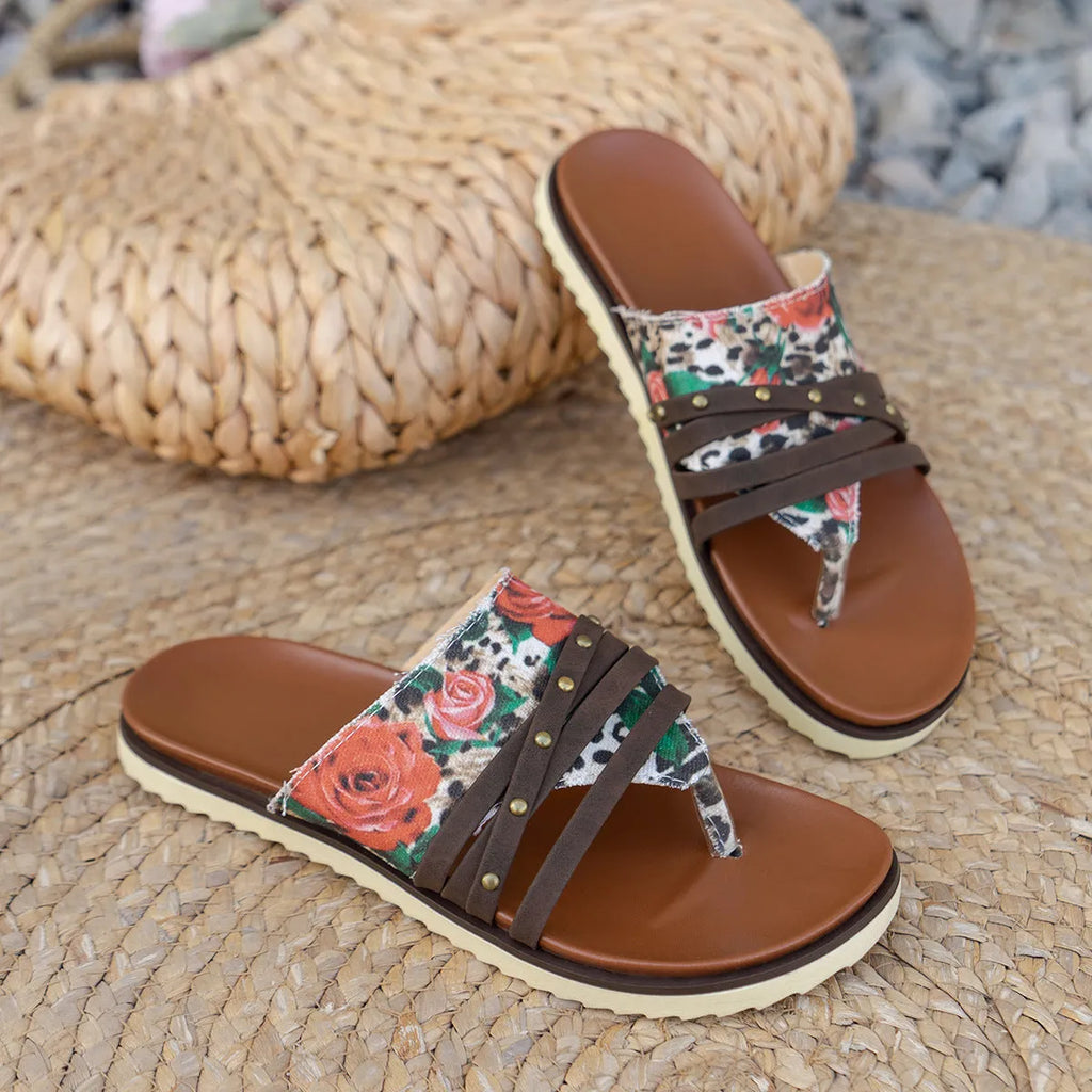 Women's plus size flip-flop sandals in candy colours with artificial PU upper and rubber sole