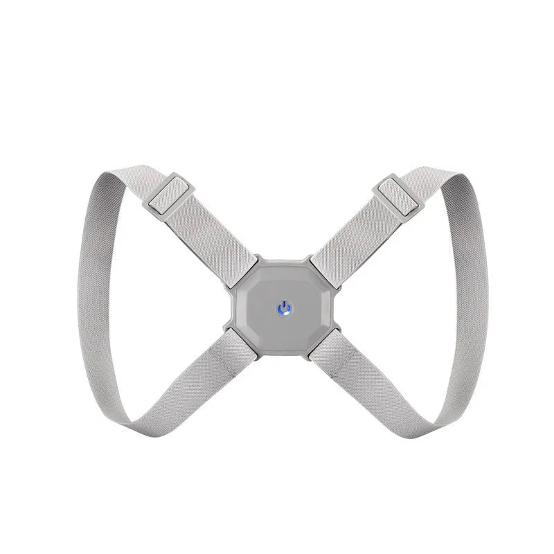 Gray adjustable smart posture corrector belt for kids and adults with real-time assessment, 210g