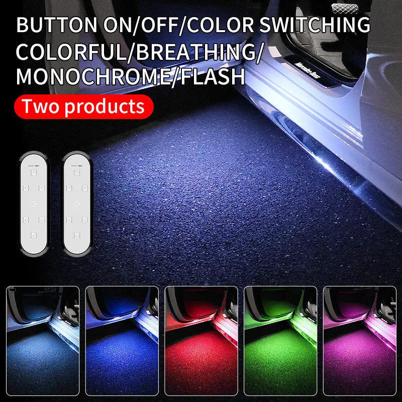 LED anti-collision warning light for car door edge mounted on a vehicle.