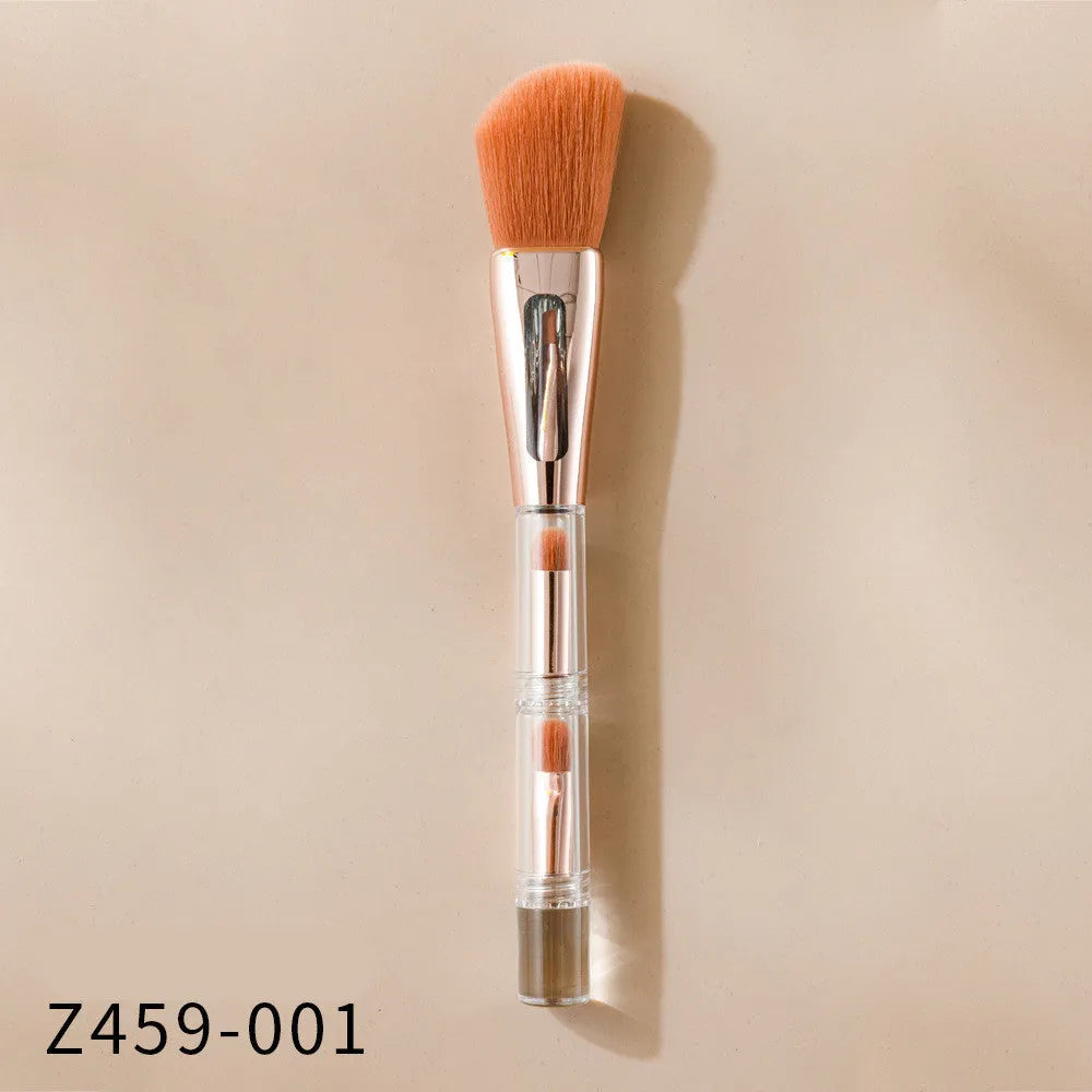 3 in 1 makeup brush with artificial fibre bristles and acrylic handle, 16cm length, pink colour option