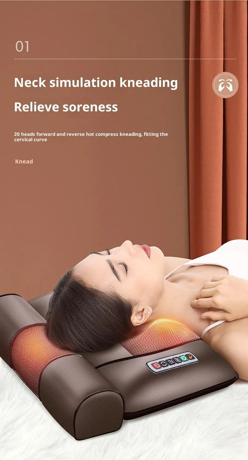 Full body automatic massager with diamond-pattern artificial leather mattress and handheld wired control