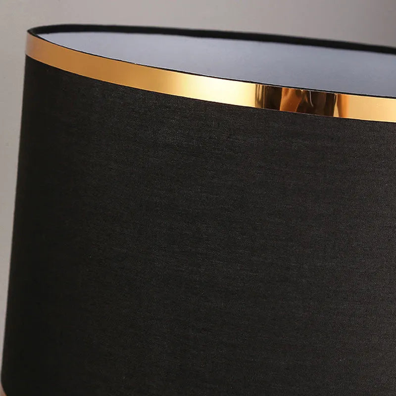 Iron body table lamp with cloth shade in black, gold or white colour for bedroom lighting