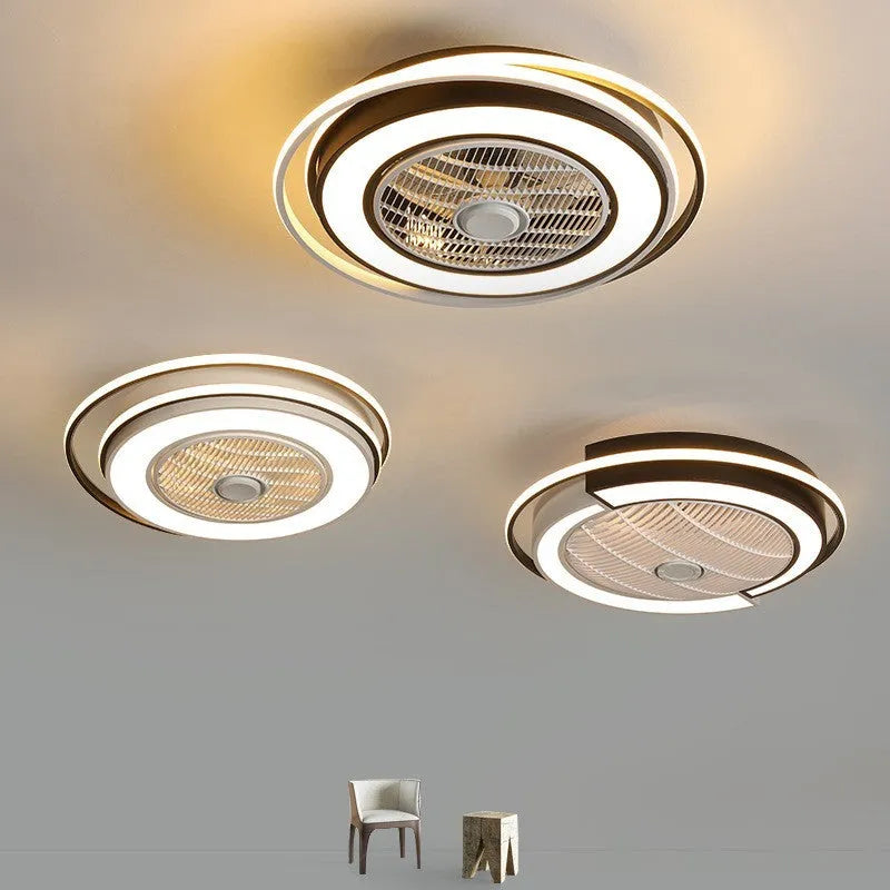 Tieyi LED ceiling fan light 55cm in black white finish with three fan blades and acrylic light cover