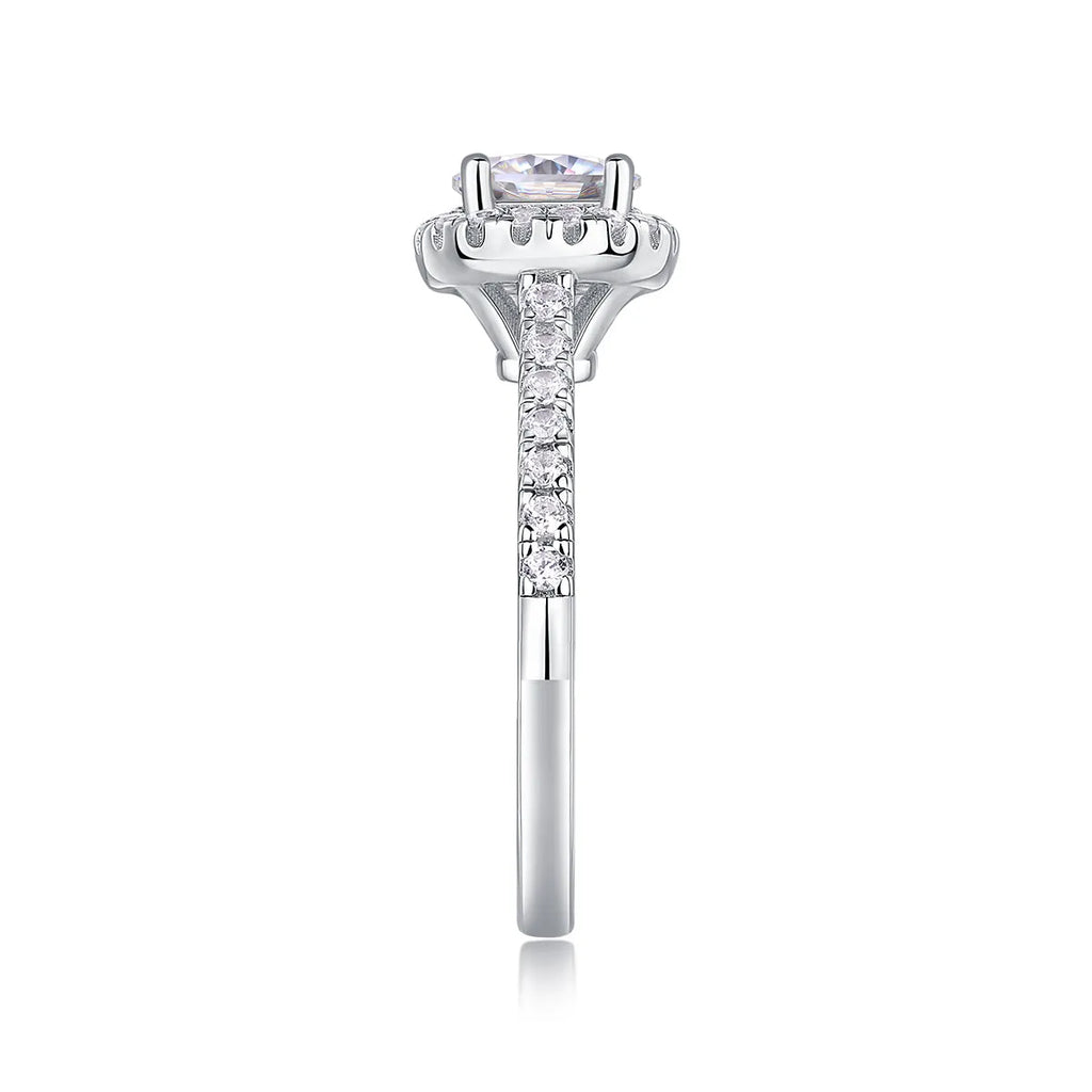 1-carat moissanite wedding ring set in platinum-plated S925 silver with gift box
