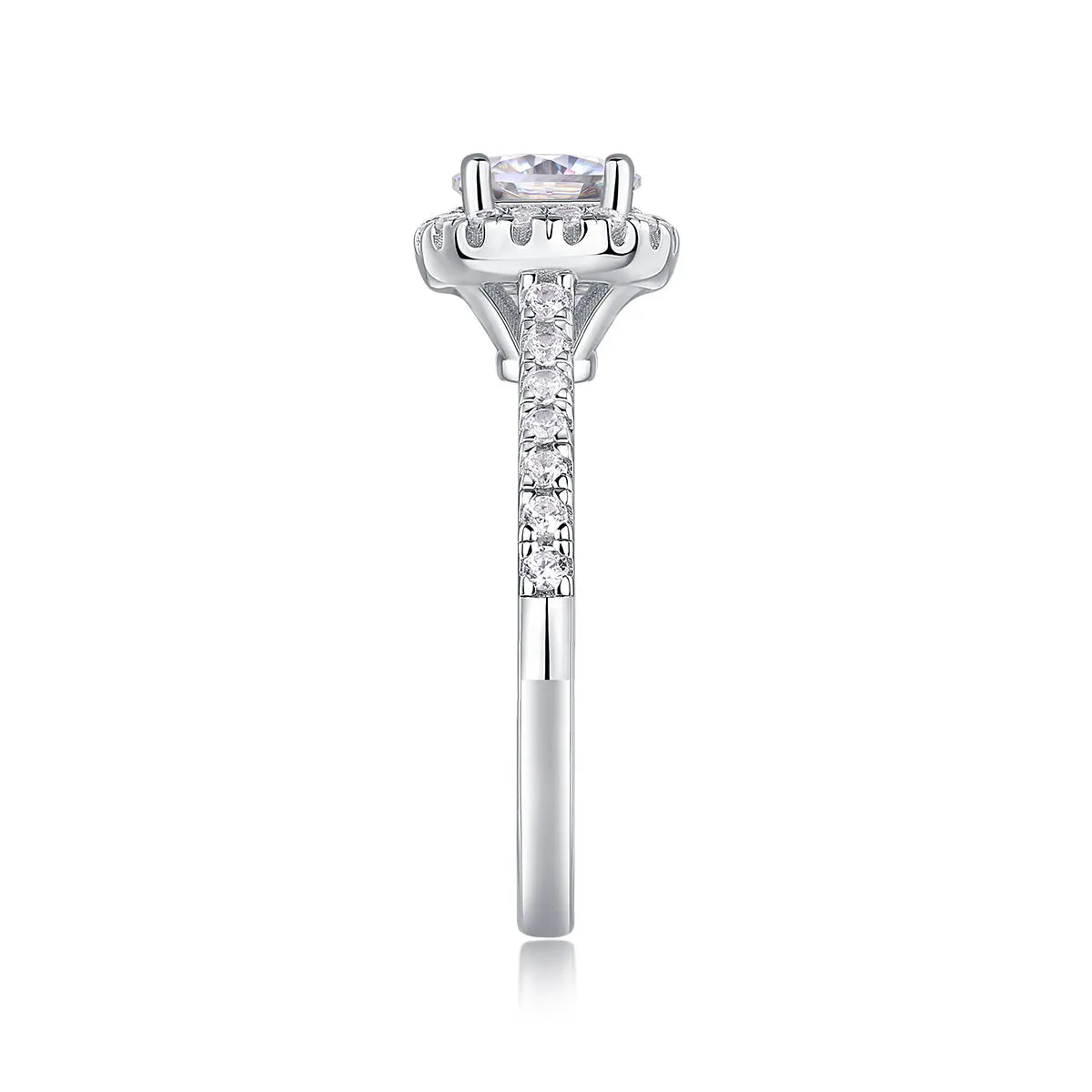 1-carat moissanite wedding ring set in platinum-plated S925 silver with gift box