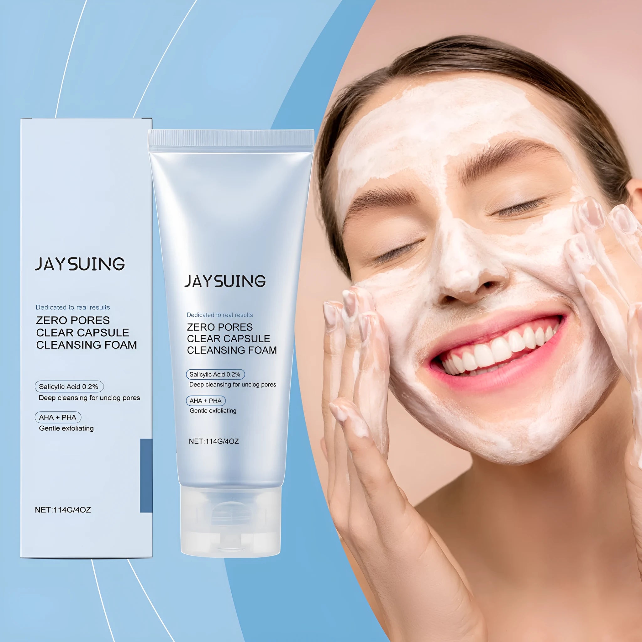 Salicylate cleansing facial cleanser tube, 114g capacity.