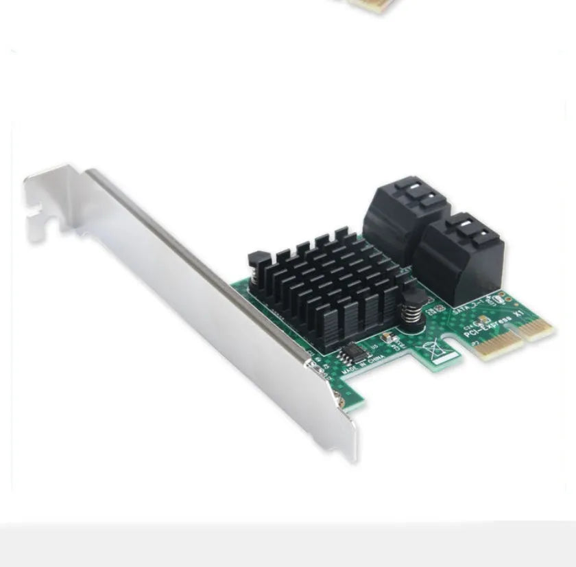 PCIE to SATA3.0 extension card with four SATA3.0 ports, green PCB, 120mm baffle size