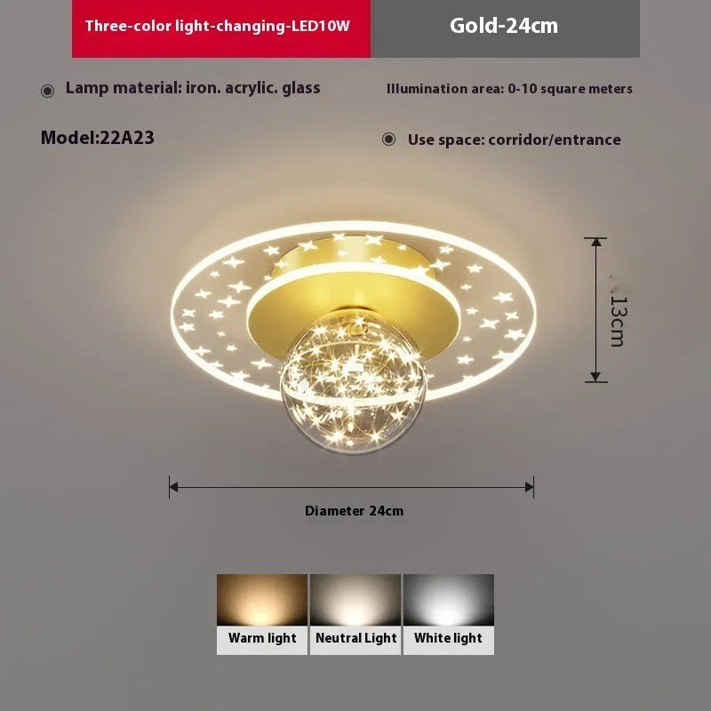 Modern ceiling lamp with three-colour LED lighting for corridors and hallways