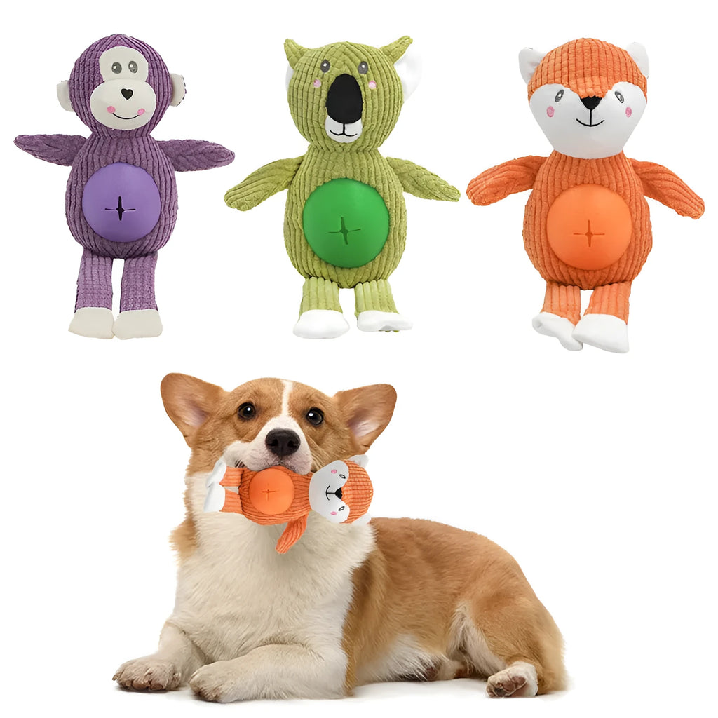Animal-shaped dog chew toy in green colour on white background for durable play