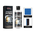 Headlight restorer kit with polishing fluid bottle, application sponge and microfiber cloth for car headlight restoration