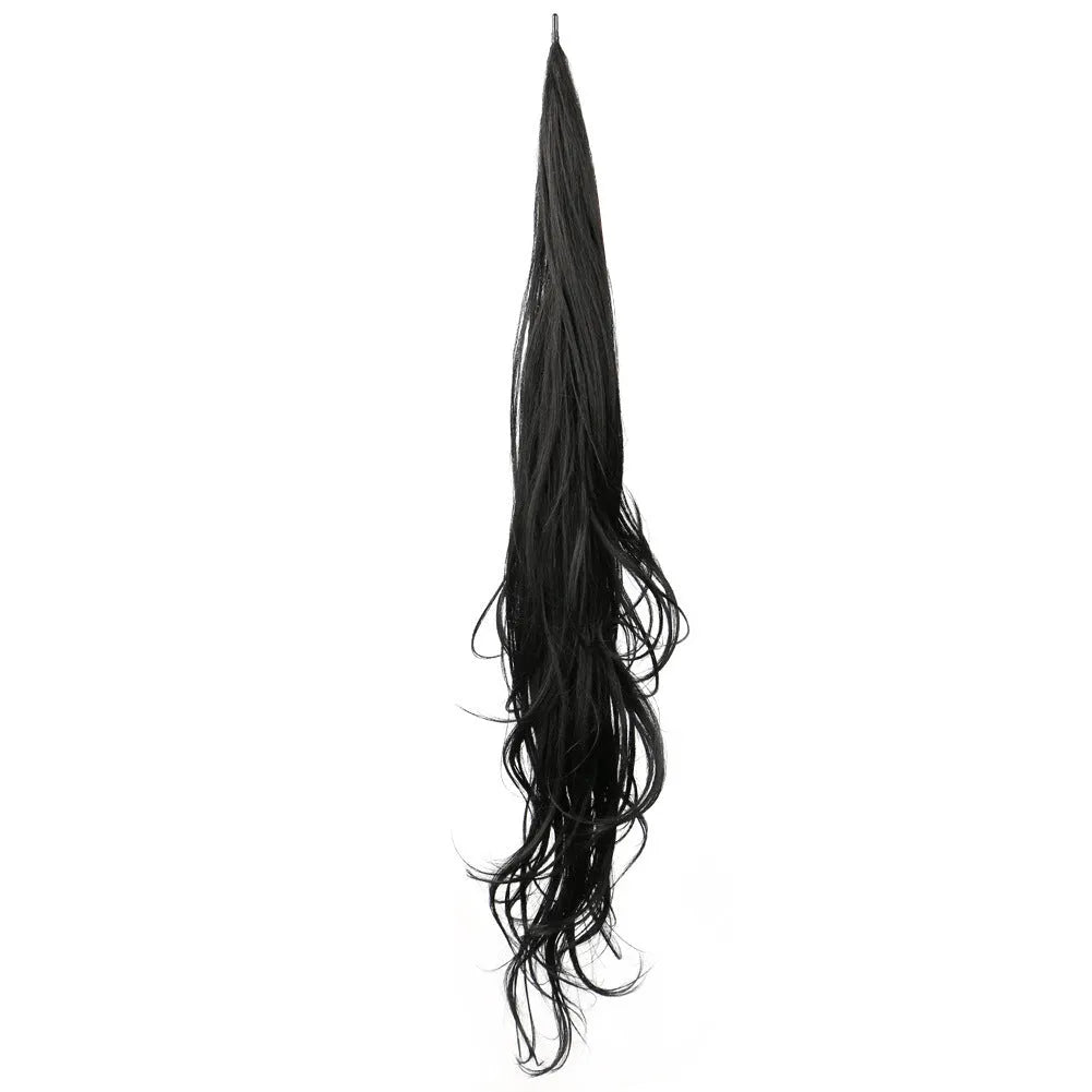 Long ponytail wrap wig in domestic silk fibre, 32in horse tail style, shown in one of seven colours including 1B, 4, 8, 12, 27, 613 and Grey