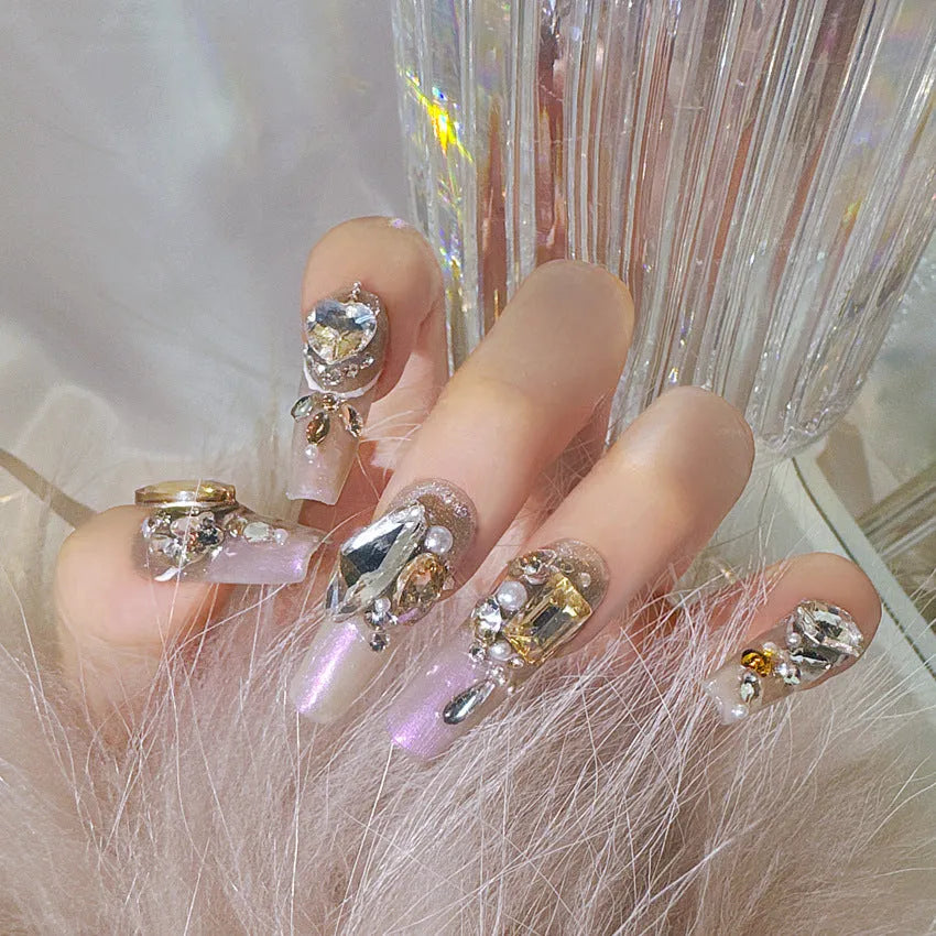 Flash style false nail patches with S sizing and two application methods in card packaging