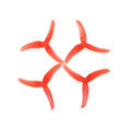 Four red plastic machete screw paddle blades, 90mm diameter, 2.8in pitch, on white background