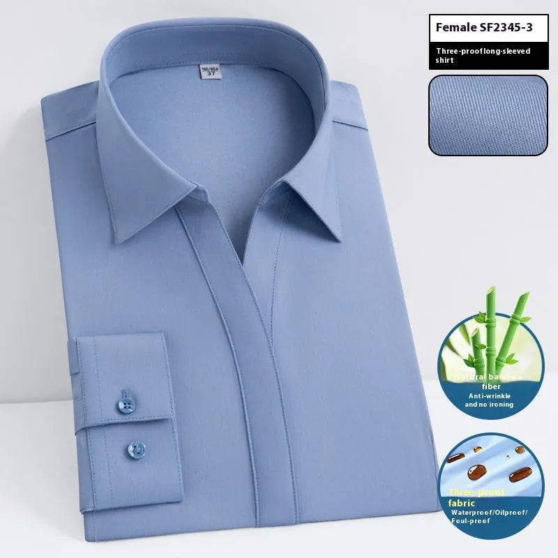 Men's bamboo fibre business shirt with square collar available in long sleeve and short sleeve styles