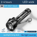 Black portable outdoor flashlight with USB charging cable